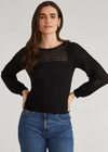 525 Brigid Puff Sleeve Mesh Pullover- Black ***FINAL SALE***-Hand In Pocket