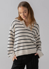 Sanctuary Chill Vibes Sweater- Chalk Black-Hand In Pocket