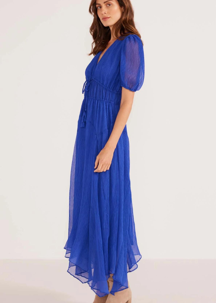 MINKPINK Lily Hanky Hem Midi Dress- Sapphire-Hand In Pocket