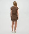 Michael Stars Ricci Power Shoulder Dress- Cobblestone-Hand In Pocket