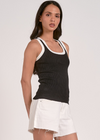 Elan Chloe Tank- Black/ White-Hand In Pocket