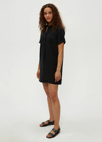 Michael Stars Ola Utility Dress-Black-Hand In Pocket