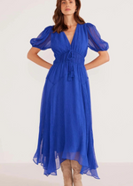 MINKPINK Lily Hanky Hem Midi Dress- Sapphire-Hand In Pocket