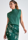 Elan Sonya Sleeveless Sweater- Dark Green-Hand In Pocket