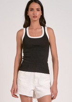 Elan Chloe Tank- Black/ White-Hand In Pocket