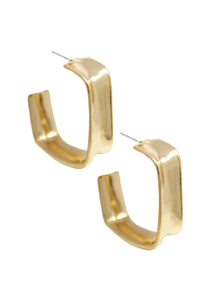 Miah Open Square Hoops-Hand In Pocket