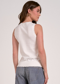 Elan Cassandra Tank- White-Hand In Pocket