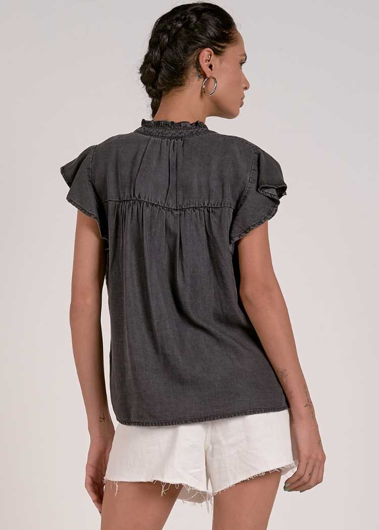 Elan Audrey Blouse- Grey-Hand In Pocket