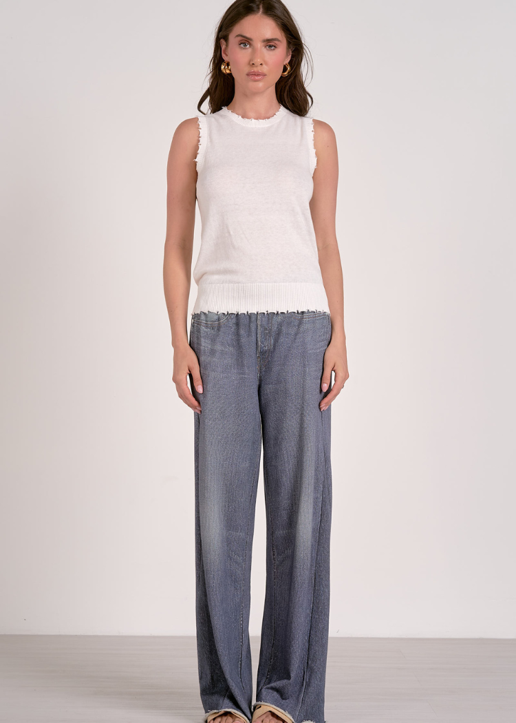 Elan Cassandra Tank- White-Hand In Pocket