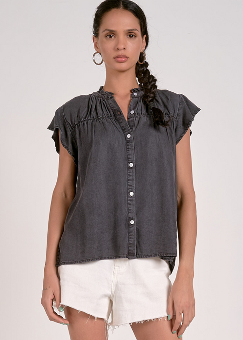 Elan Audrey Blouse- Grey-Hand In Pocket