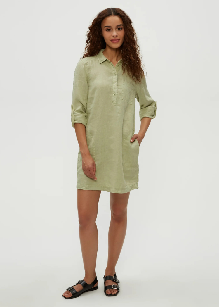 Michael Stars Eleanor Utility Dress - Seacrest-Hand In Pocket