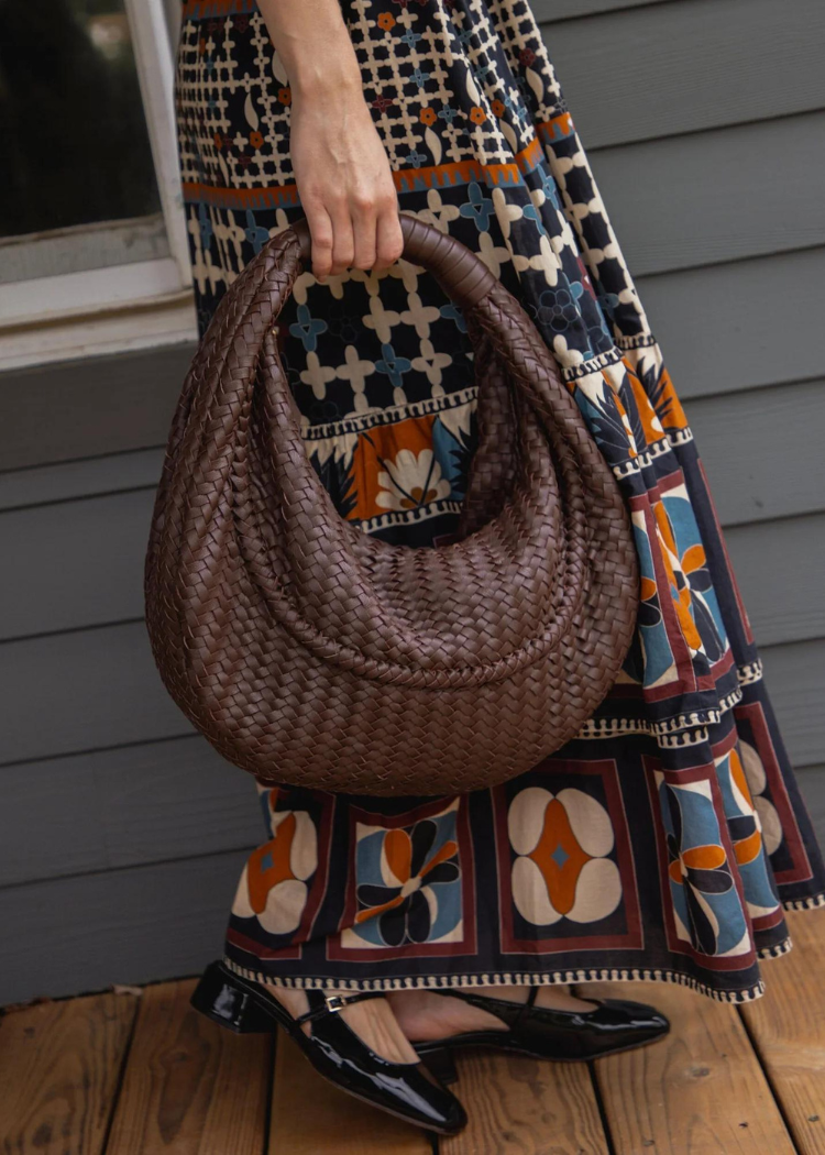 Cleobella Palena Hobo-Chocolate-Hand In Pocket