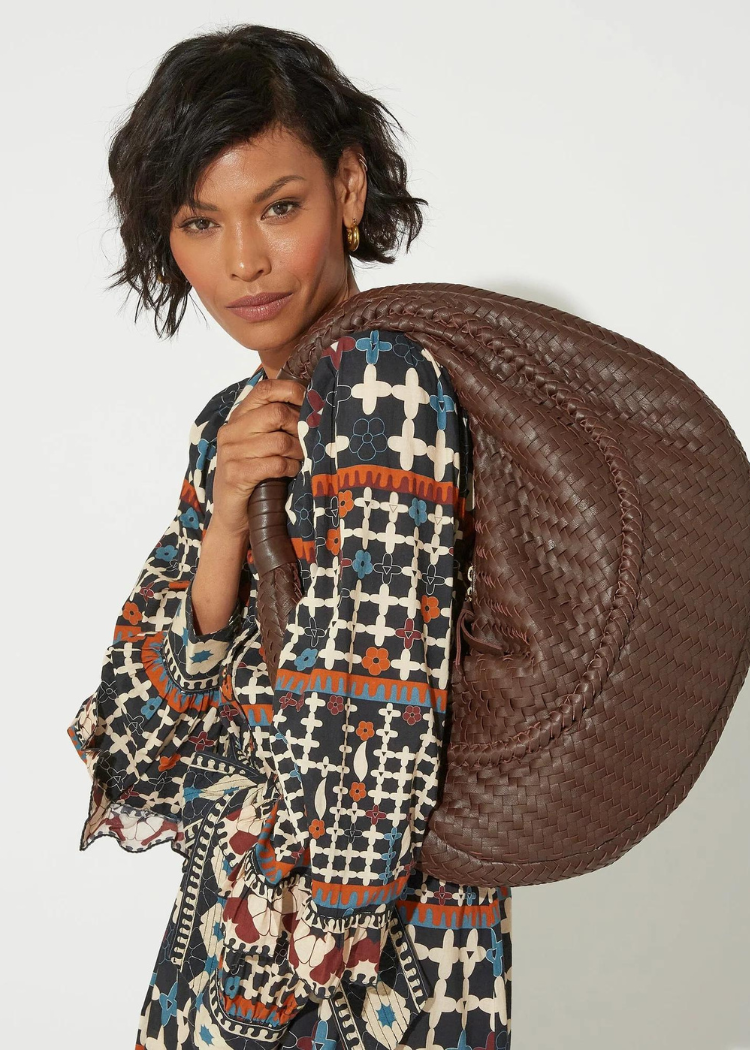 Cleobella Palena Hobo-Chocolate-Hand In Pocket