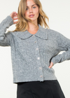 THML Pearl Cardigan- Grey-Hand In Pocket