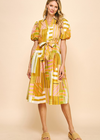 Sofia Dress - Yellow Multi-Hand In Pocket