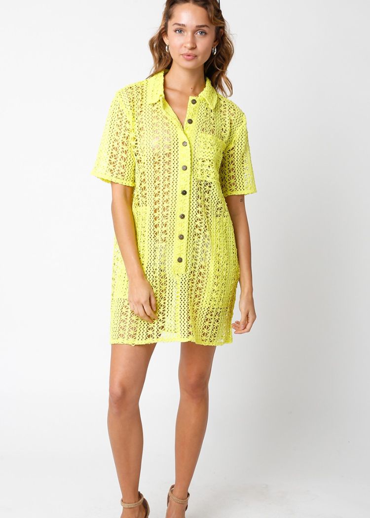 Chiara Crochet Cover Up Dress- Lime ***FINAL SALE***-Hand In Pocket