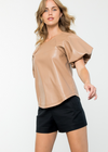 THML Telluride Puff Sleeve Leather Top ***FINAL SALE***-Hand In Pocket