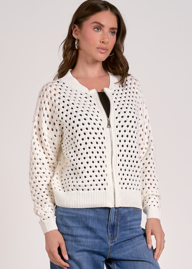 Elan Emilee Cardigan- White-Hand In Pocket