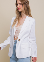 Dani Linen Blazer - White-Hand In Pocket