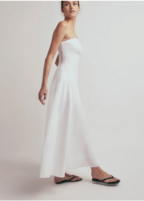 Favorite Daughter The Favorite Linen Dress- White-Hand In Pocket
