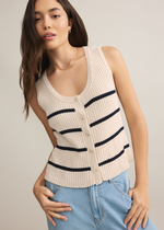 Z Supply Sycamore Striped Sweater Vest - Sea Salt-Hand In Pocket