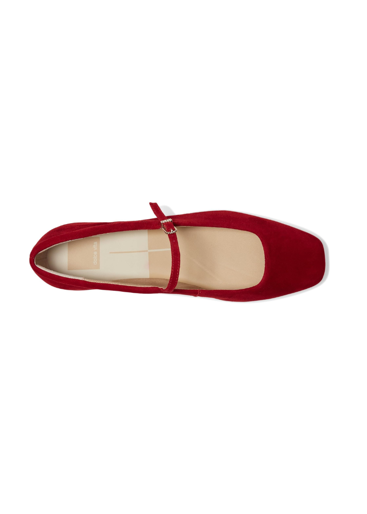 Dolce Vita Reyes Ballet Flat- Crimson Suede-Hand In Pocket