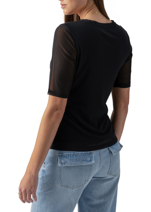 Sanctuary Half Sleeve Perfect Mesh Tee - Black-Hand In Pocket