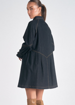 Elan Carey Button Down Dress- Black-Hand In Pocket