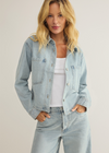 Z Supply All Day Cropped Denim Jacket- Faded Indigo-Hand In Pocket