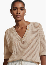 Varley Callie Knit Top- Moonlight-Hand In Pocket