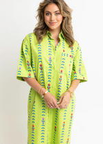 Karlie Vine Print Shirt Dress-Lime-Hand In Pocket