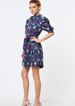 Ciebon Bethany Embroidered Mini Dress- Navy-Hand In Pocket