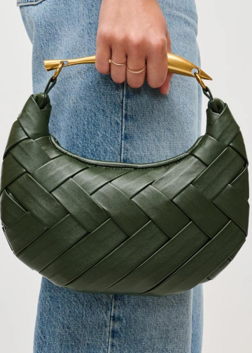 Ursula Woven Crossbody: Olive-Hand In Pocket