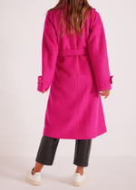 Mink Pink Safira Coat - Berry-Hand In Pocket