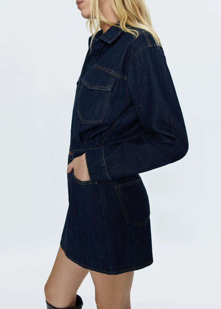 Pistola Nina Denim Mini Dress-IGGY-Hand In Pocket