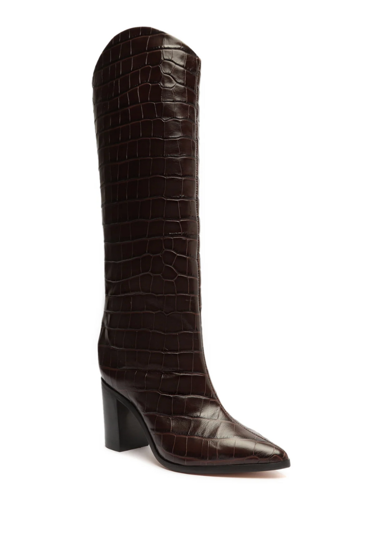 Schutz Maryana Block Heel- Chocolate-Hand In Pocket