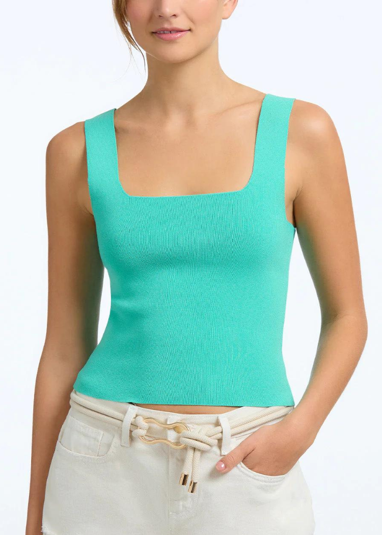 525 America Eva Square Neck Tank- Cyan ***FINAL SALE***-Hand In Pocket