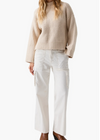 Sanctuary Waffle Knit Sweater - Toasted Marshmallow-Hand In Pocket