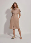 Varley Louisa Zip Through Dress- Light Taupe-Hand In Pocket