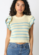 Abigail Stripe Sweater- Butter Yellow/ Lt Blue-Hand In Pocket