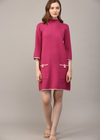 Faith Mockneck Sweater Dress- Berry-Hand In Pocket