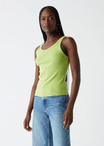 Michael Stars Cassie Thin Banded Tank- Lettuce-Hand In Pocket