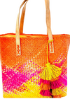 Holden Ombre Straw Handbag with Tassel Charm Embellishment-Hand In Pocket