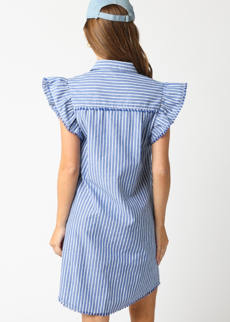 Claire Striped Dress- Blue-Hand In Pocket