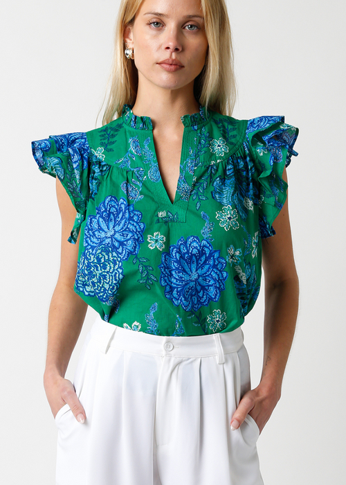 Bryanna Top- Green Blue-Hand In Pocket