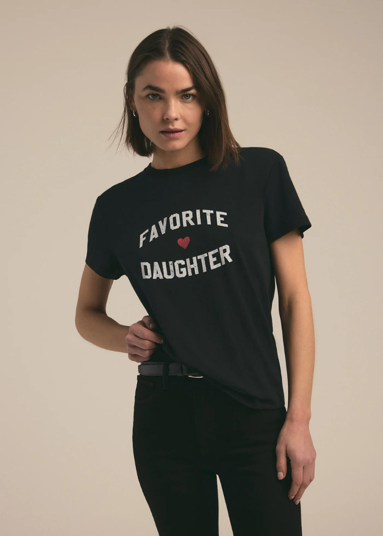 Favorite Daughter Tee - Black White-Hand In Pocket