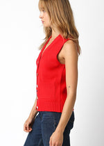 Meredith Sweater Vest- Red-Hand In Pocket