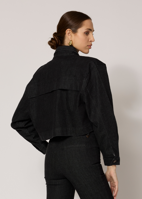 Cleobella Dean Jacket- Black Denim-Hand In Pocket