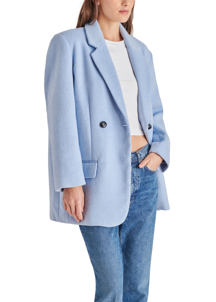 Steve Madden Myra Coat - Powder Blue-Hand In Pocket