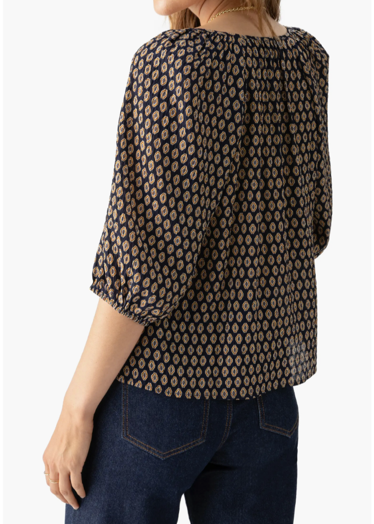 Sanctuary Blouson Soft Blouse- Windchime-Hand In Pocket